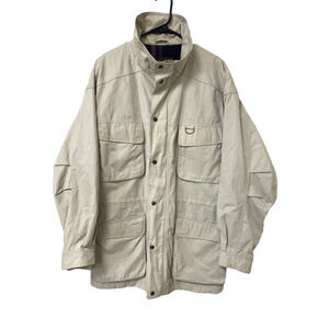 Eddie Bauer Sport Safari Jacket Mens Large Khaki Cotton Wool VTG